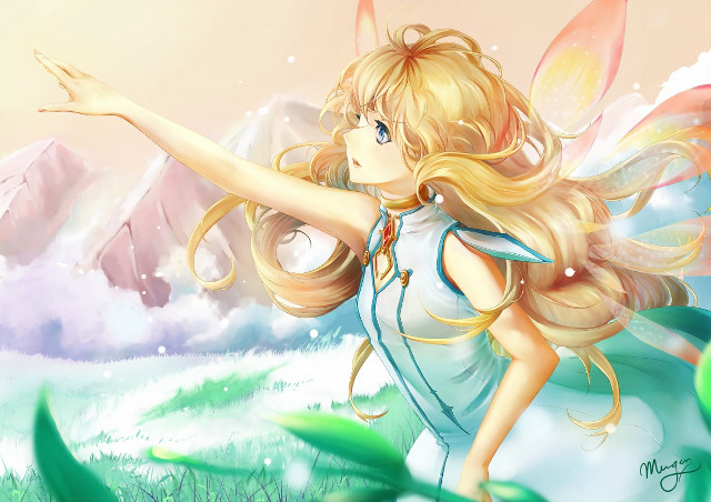 Girl blonde hair blue dress #2 free wallpaper for desktop - medium preview image