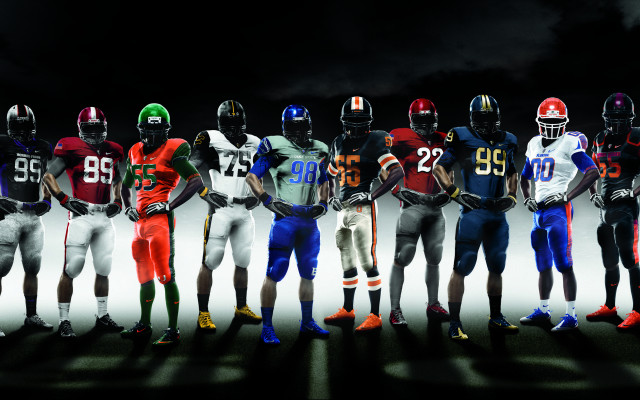 Football players standing helmets hands #2 free wallpaper for desktop - medium preview image