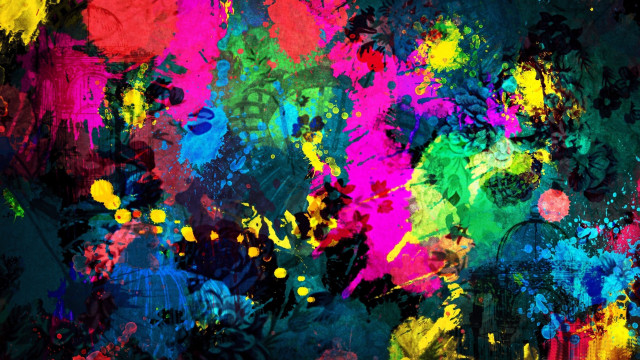 Colorful paint splatters black background #7 free wallpaper for desktop - medium preview image