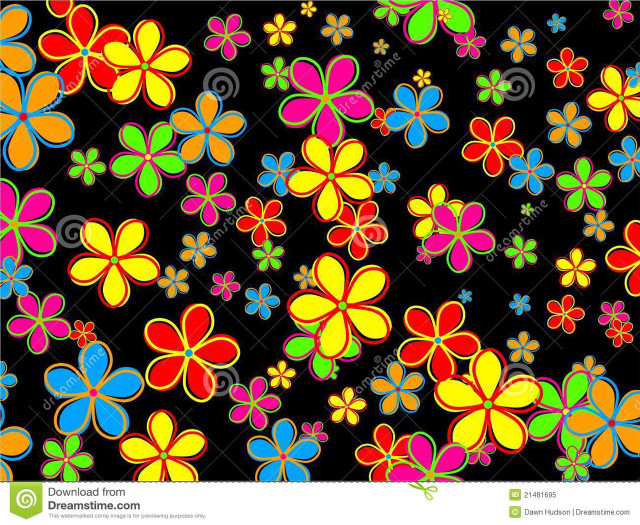 Colorful flower pattern black background #3 free wallpaper for desktop - medium preview image