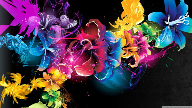 Colorful flower background black white free wallpaper for desktop - medium preview image
