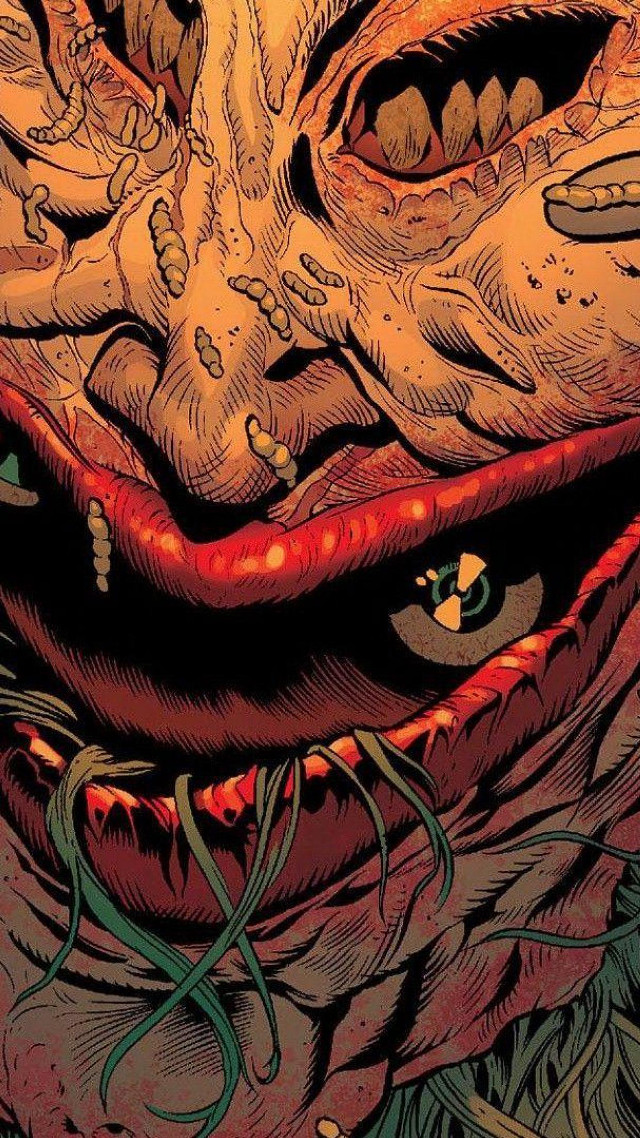 Creepy face closeup green red free wallpaper for mobile - medium preview image