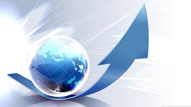 Blue arrow up earth white free wallpaper for desktop - medium preview image