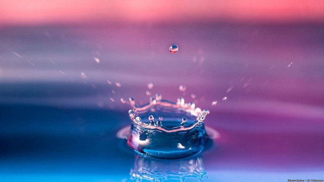 Water droplet blue pink background #4 free wallpaper for desktop - medium preview image