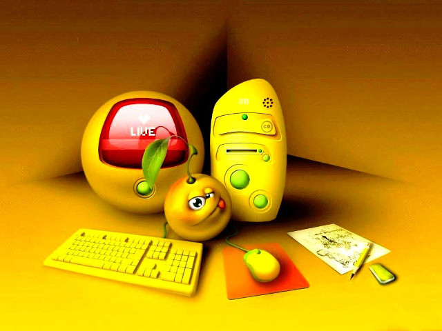 Computer mouse yellow surface background free wallpaper for desktop - medium preview image