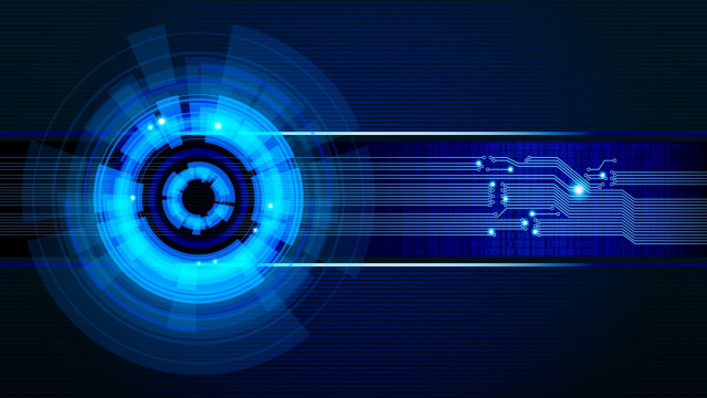Blue abstract circular cybernetics magic #2 free wallpaper for desktop - medium preview image