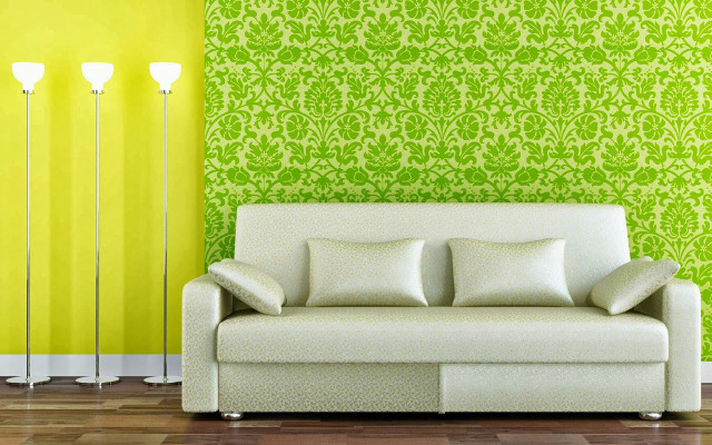 Couch green wall lamps sitting free wallpaper for desktop - medium preview image