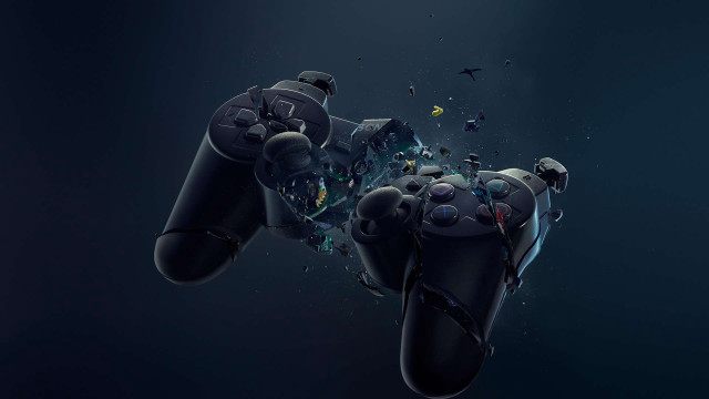 Video game controller flying floating free wallpaper for desktop - medium preview image