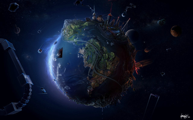 Planet satellite system background foreground #3 free wallpaper for desktop - medium preview image