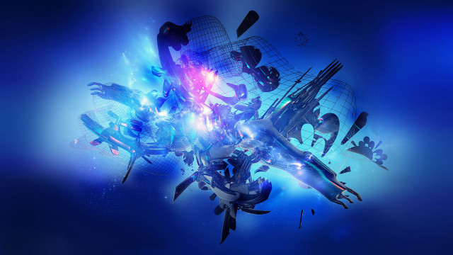 Futuristic city blue background graphic free wallpaper for desktop - medium preview image
