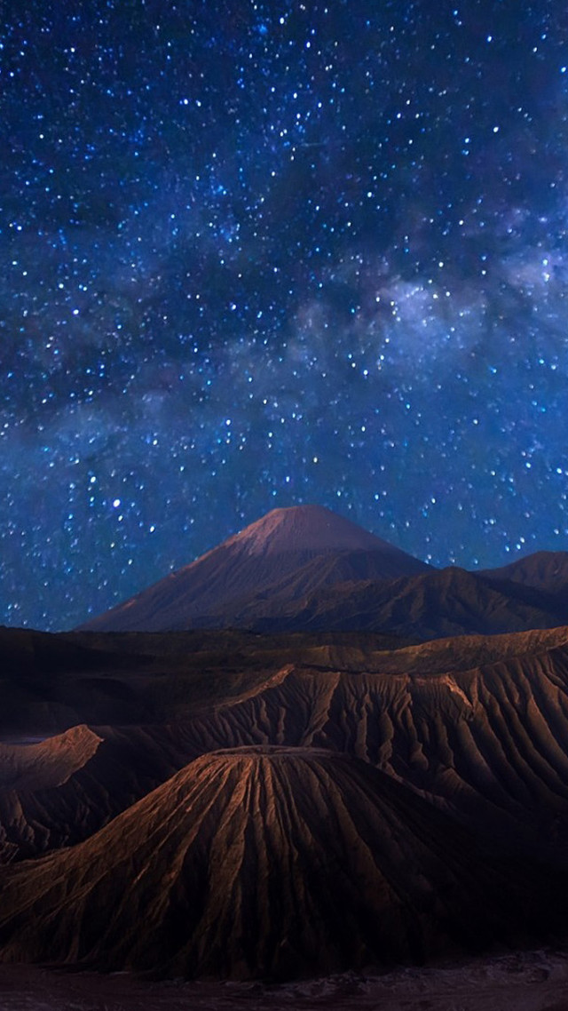 Night sky stars mountain range #4 free wallpaper for mobile - medium preview image