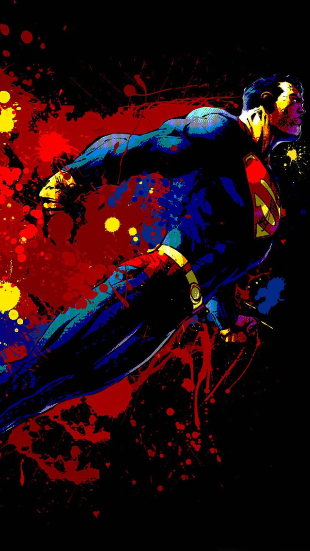 Superman flying paint splatters man free wallpaper for mobile - medium preview image