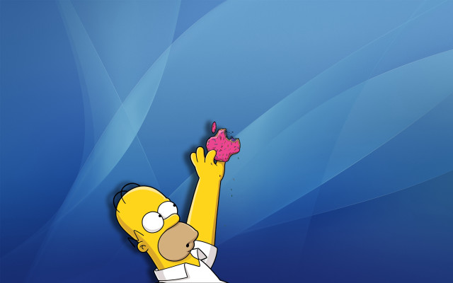 Cartoon character pink donut blue free wallpaper for desktop - medium preview image