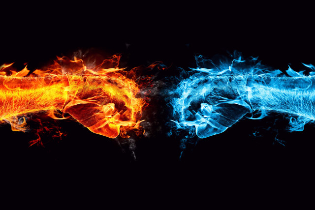 Fire ice illusion blue red free wallpaper for desktop - medium preview image