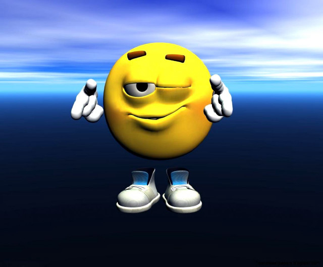 Yellow smiley face hands up free wallpaper for desktop - medium preview image