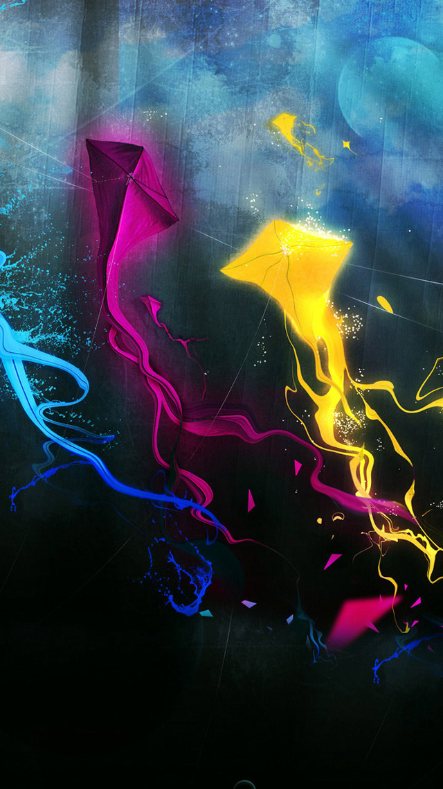 Kite rainbow abstract mystical aurora free wallpaper for mobile - medium preview image