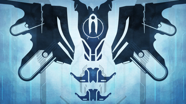 Guns stylized blue background image free wallpaper for desktop - medium preview image