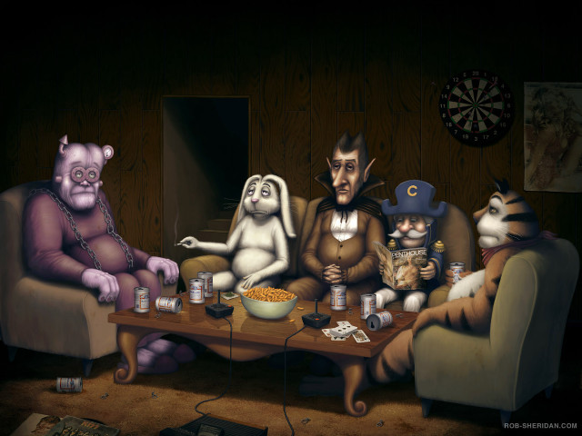 Family cats mice eating table free wallpaper for desktop - medium preview image