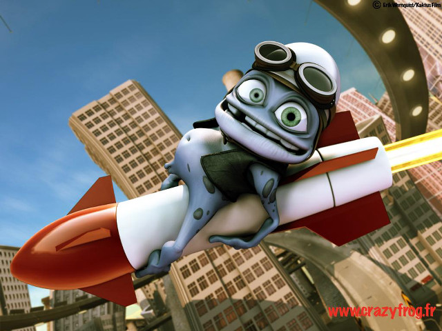 Cartoon character flying rocket city free wallpaper for desktop - medium preview image