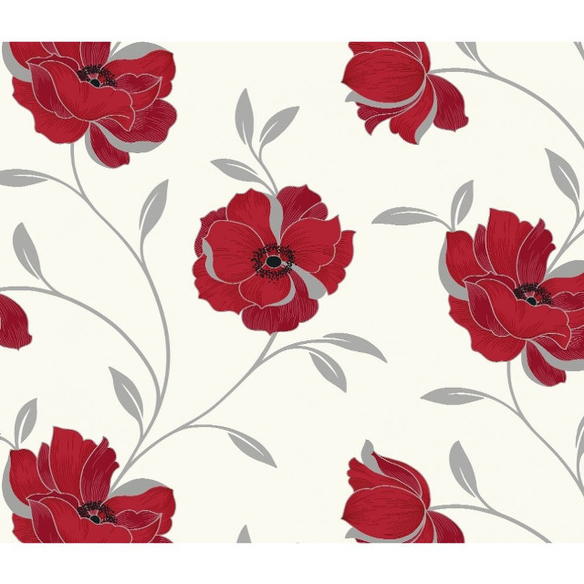 Red flower white background leaves free wallpaper for tablet - medium preview image