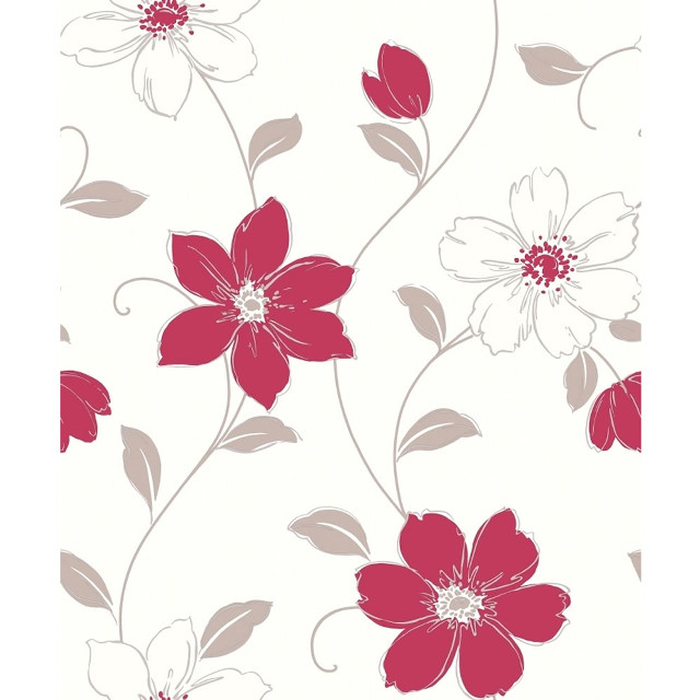 Red white flower wallpaper leaves free wallpaper for tablet - medium preview image