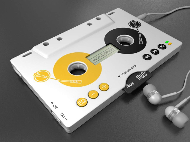 White yellow mp3 player headphones free wallpaper for desktop - medium preview image