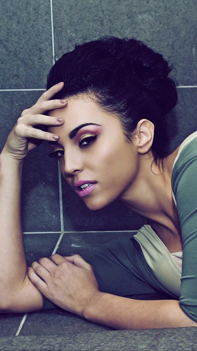 Woman hands head sitting tile free wallpaper for mobile - medium preview image