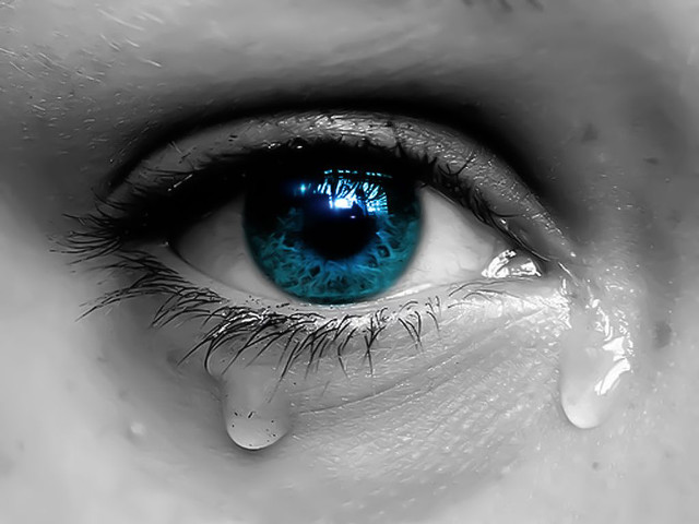 Blue eye tears artistic photo free wallpaper for desktop - medium preview image