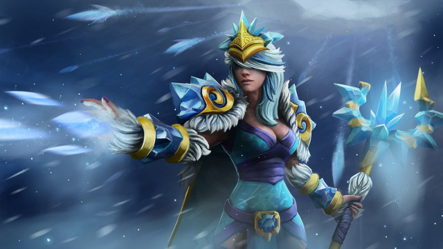 Woman sword starry sky snow free wallpaper for desktop - medium preview image