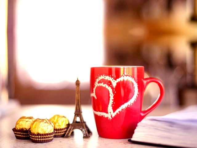 Red coffee cup book gold free wallpaper for desktop - medium preview image