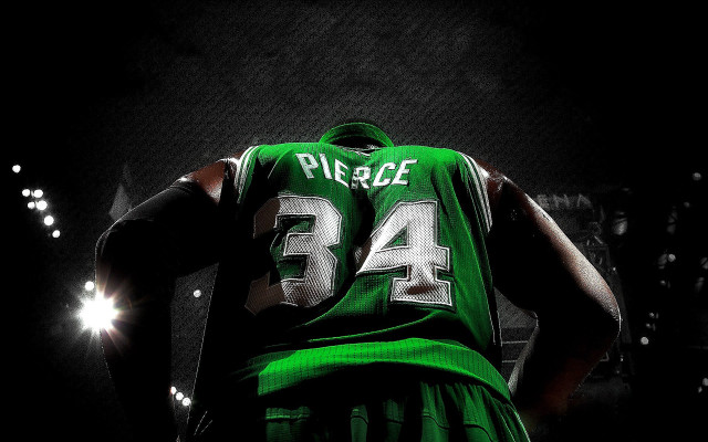 Basketball player green jersey spotlight free wallpaper for desktop - medium preview image