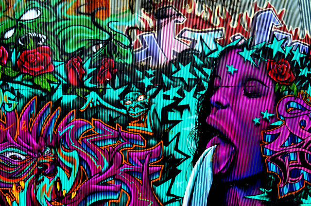Woman mouth open graffiti knife free wallpaper for desktop - medium preview image