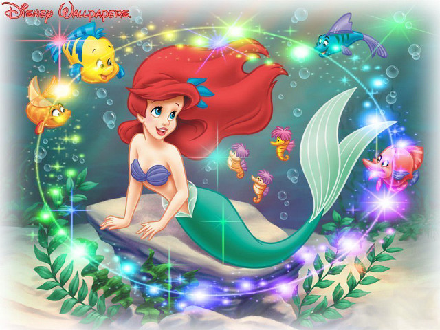 Little mermaid rock fish seaweed free wallpaper for desktop - medium preview image