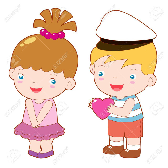 Boy girl sailorhats hearts naiveart free wallpaper for tablet - medium preview image