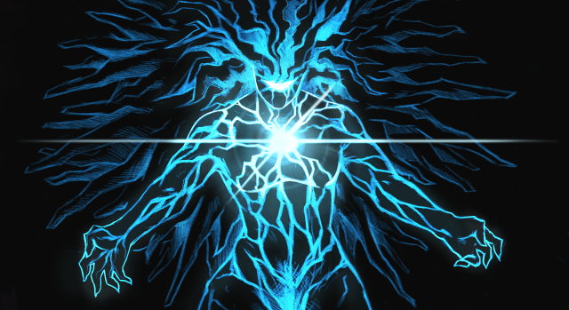 Blue white drawing man body free wallpaper for desktop - medium preview image