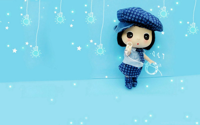 Doll blue background stars bubbles free wallpaper for desktop - medium preview image