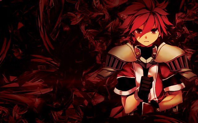 Anime red hair black outfit #2 free wallpaper for desktop - medium preview image