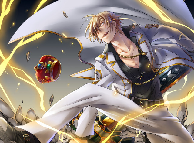 Man white suit red ball free wallpaper for desktop - medium preview image