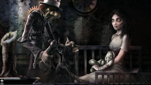 Creepy man woman bench clock free wallpaper for desktop - medium preview image