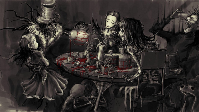 Table dolls cake drawing art free wallpaper for desktop - medium preview image