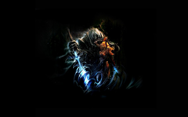 Demon sword glowing face dark free wallpaper for desktop - medium preview image