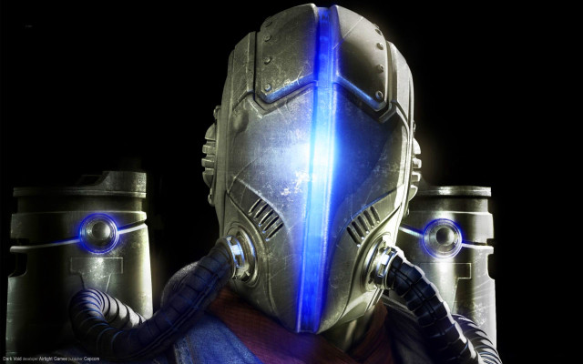 Futuristic man blue light helmet free wallpaper for desktop - medium preview image