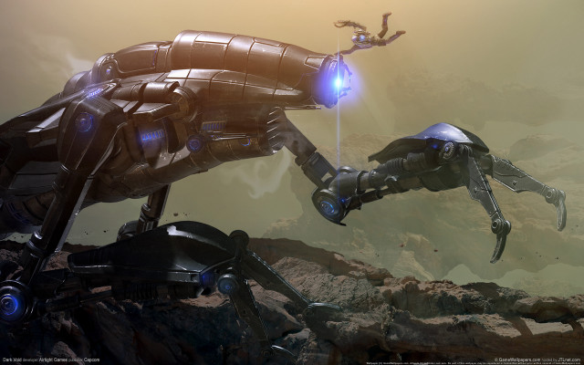 Sci fi robot battle desert free wallpaper for desktop - medium preview image