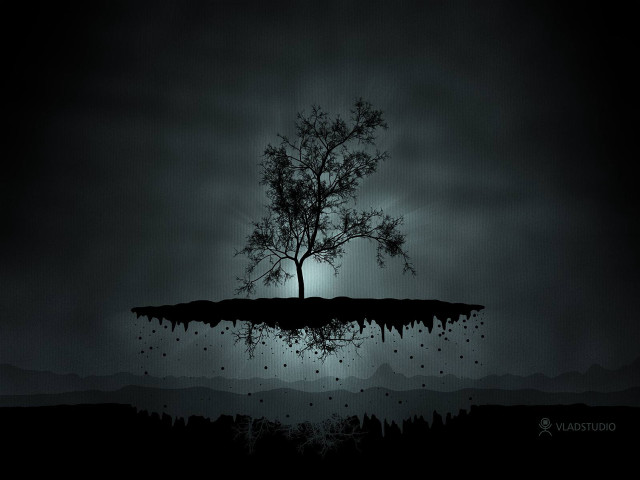 Surreal tree hill moon branch free wallpaper for desktop - medium preview image