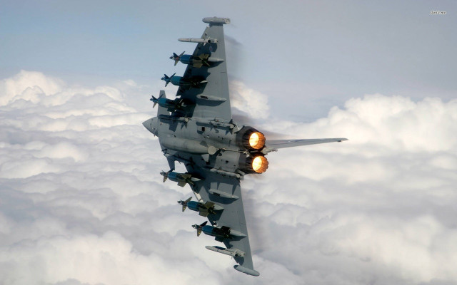 Fighter jet flying above clouds #6 free wallpaper for desktop - medium preview image