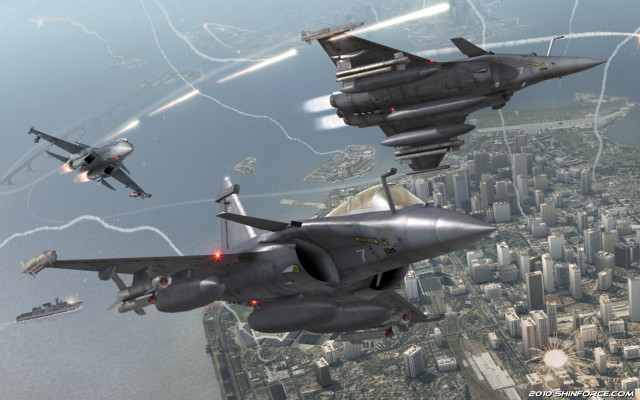 Fighterjets cityskyline jetfighter mattepainting military free wallpaper for desktop - medium preview image