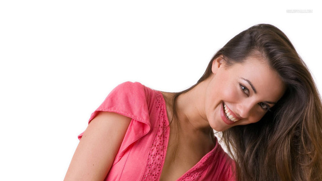 Woman long hair smiling pink #2 free wallpaper for desktop - medium preview image