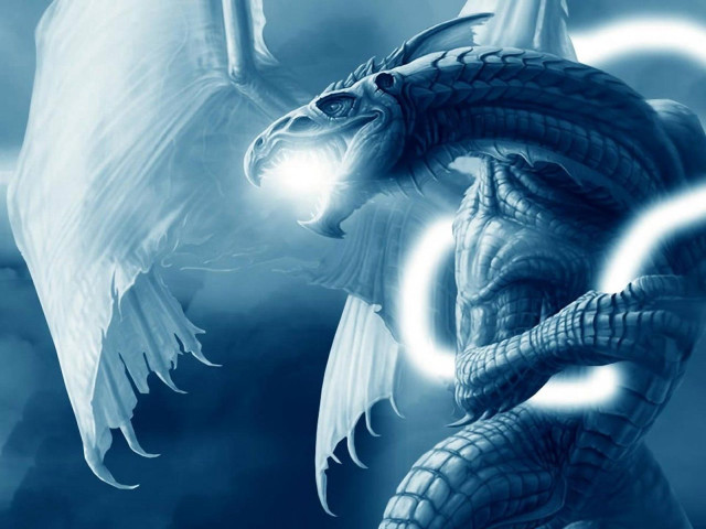 Dragon glowing mouth wings circle free wallpaper for desktop - medium preview image