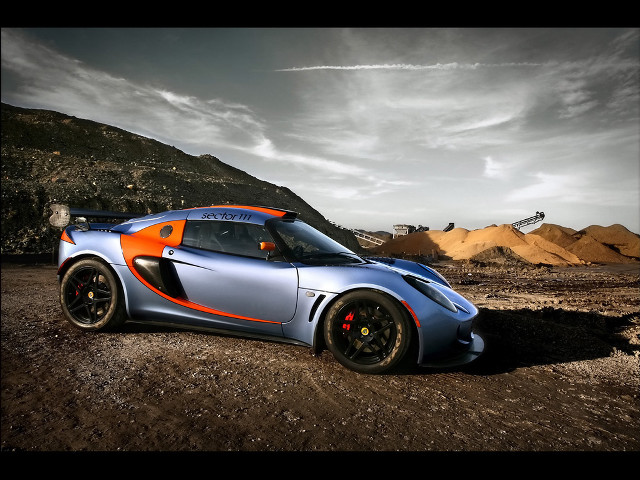 Blue orange sports car desert free wallpaper for desktop - medium preview image