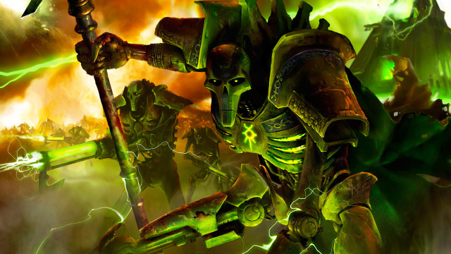 Green demon holding spear green free wallpaper for desktop - medium preview image